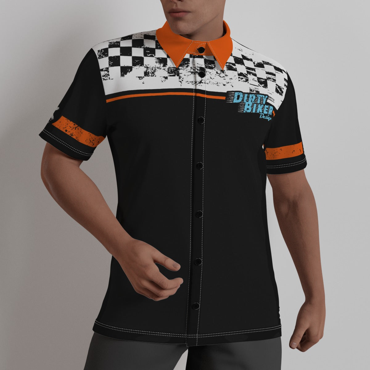 Race Team Shirt Button Down Shirt Dirty Biker Design Dress Shirt