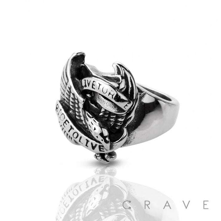 SS EAGLE SKULL RING: STAINELESS STEEL---12