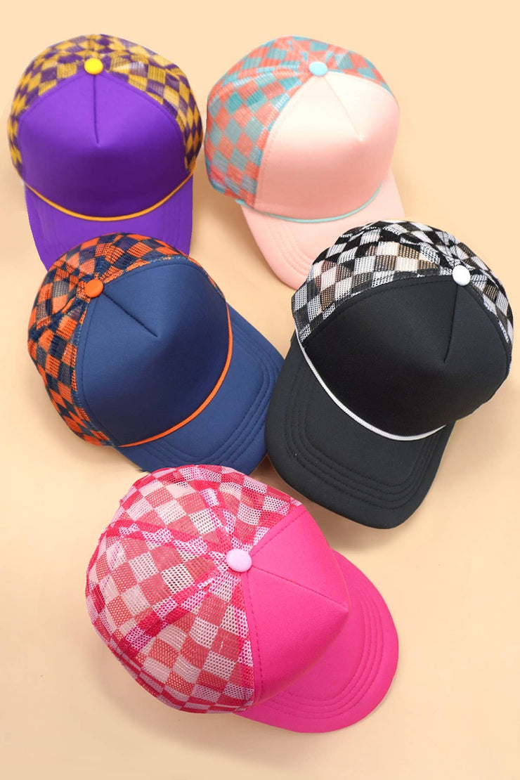 TRUCKER HAT CHECKER FOAM FRONT MESH BACK CAP | 40HW726