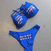 Blue Let's Get Dirty 'Merica Bikini