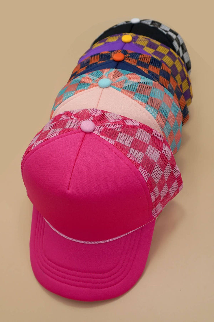 TRUCKER HAT CHECKER FOAM FRONT MESH BACK CAP | 40HW726