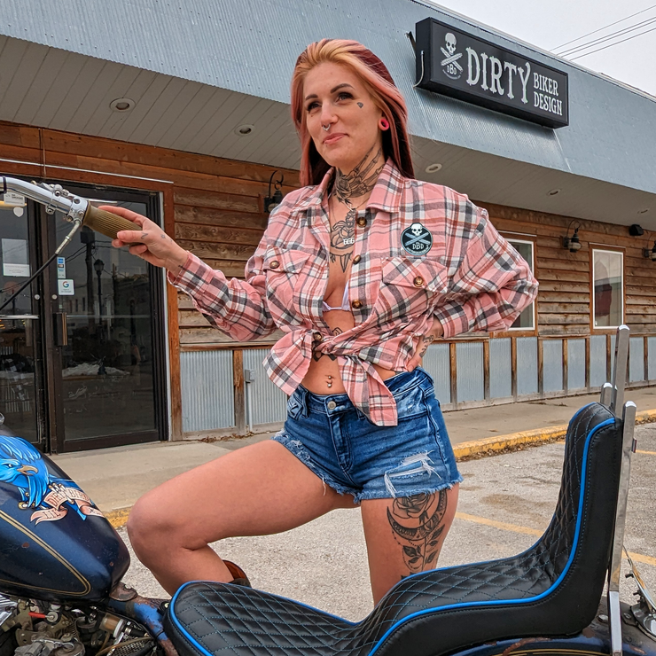 Pink Dirty Girl Plaid Flannel Shirt