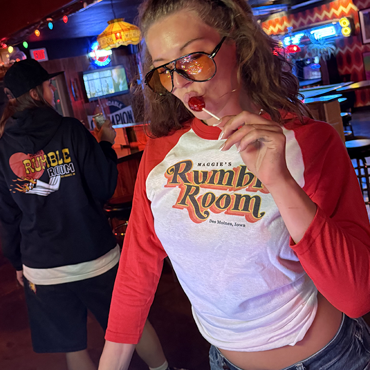 Pre-Order Maggie's Rumble Room Raglan – Dirty Biker Design