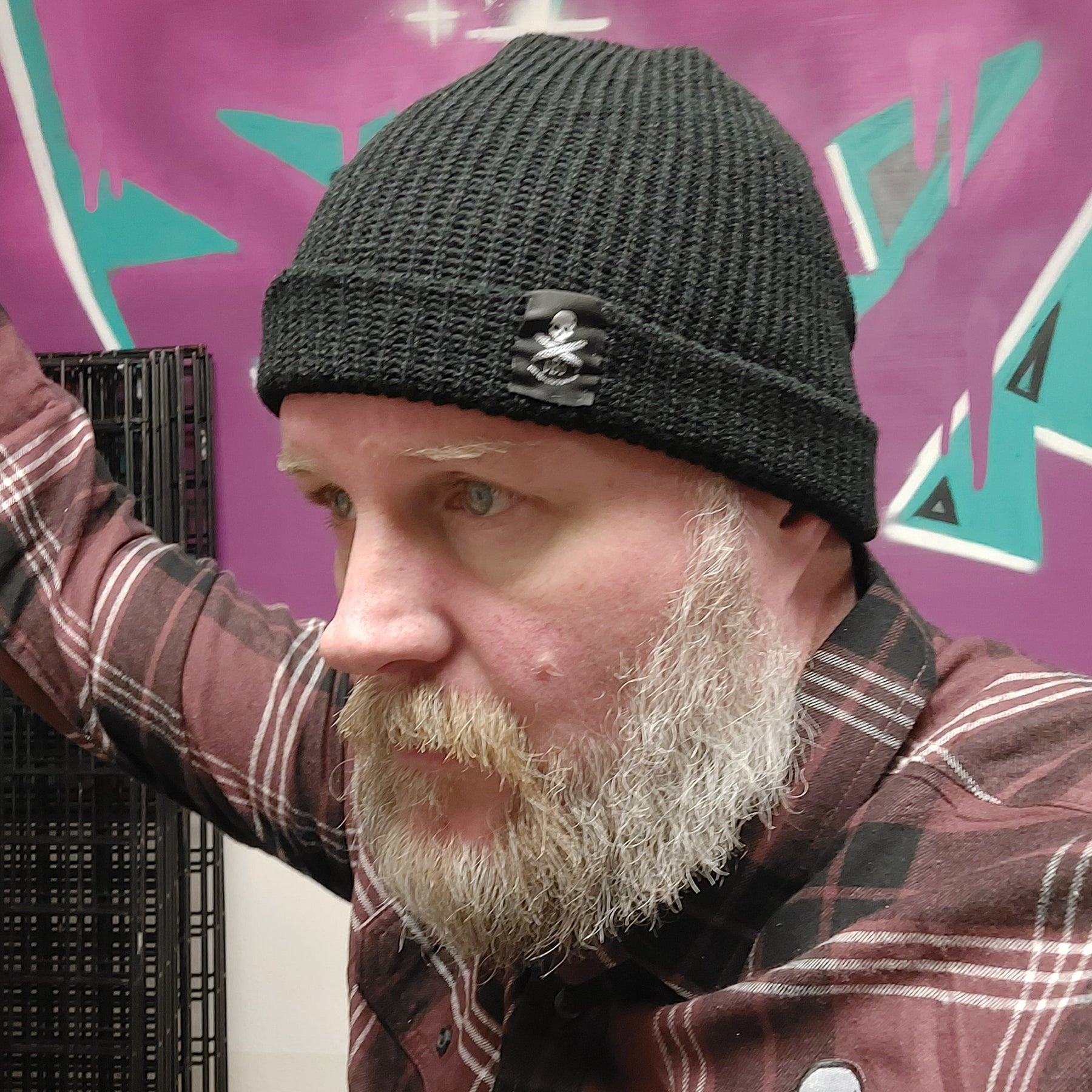 HaT Biker Style Knit Beanie – Black Motorcycle Cap – One Size Unisex