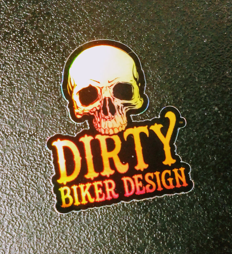 Dirty Biker Skull Holographic Sticker